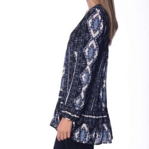 Free People Down By The Bay ~Size XS~ Long Sleeve Flowy Boho Tunic Peasant Dress - Picture 6 of 15